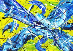 Trifinity Tetragram abstract room art, blue and red abstract art, abstract wall art online, abstract art with turquoise, abstract art posters and prints, abstract art posters and prints, decorative abstract art paintings, lime green abstract painting