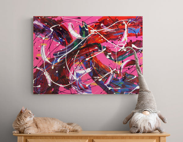Trifinity Tetragram abstract living room wall art, blue pink abstract art, abstract painting with poster colours, abstract poster colour painting, abstract painting in wall, buy abstract art prints, colourful and abstract, target blue abstract art, abstract printmaking artists, colorful abstract art for sale, abstract prints for sale,large 