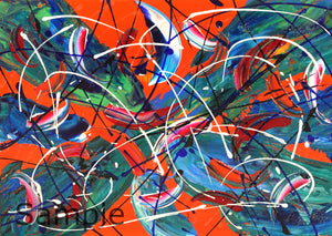Trifinity Tetragram abstract hanging art, abstract art prints sale, large abstract art prints, abstract wall art prints, blue abstract print, etsy abstract art prints, colourful abstract prints, etsy abstract prints, colourful abstract art prints, pink abstract print
